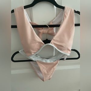 Romwe pink 2 piece swim suit size medium